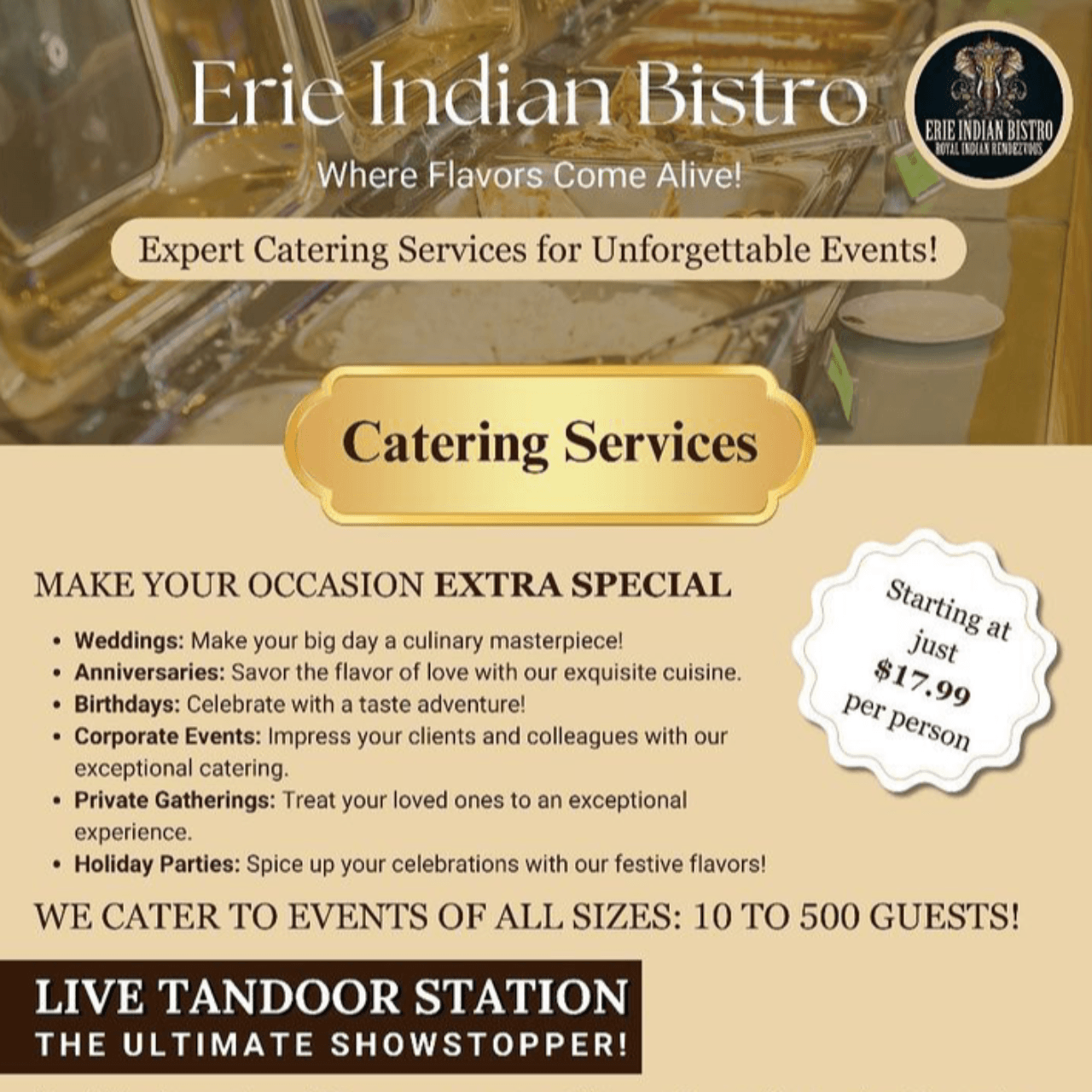 Catering - $17.99 per person! 